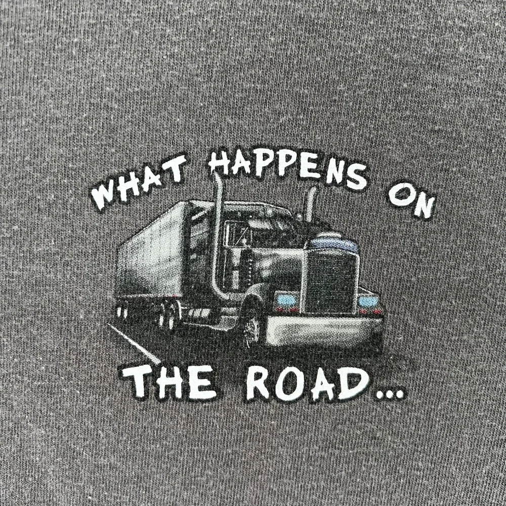 VTG Y2k Delta Magnum Weight Trucker Shirt Men XL Black What Happens On The Road